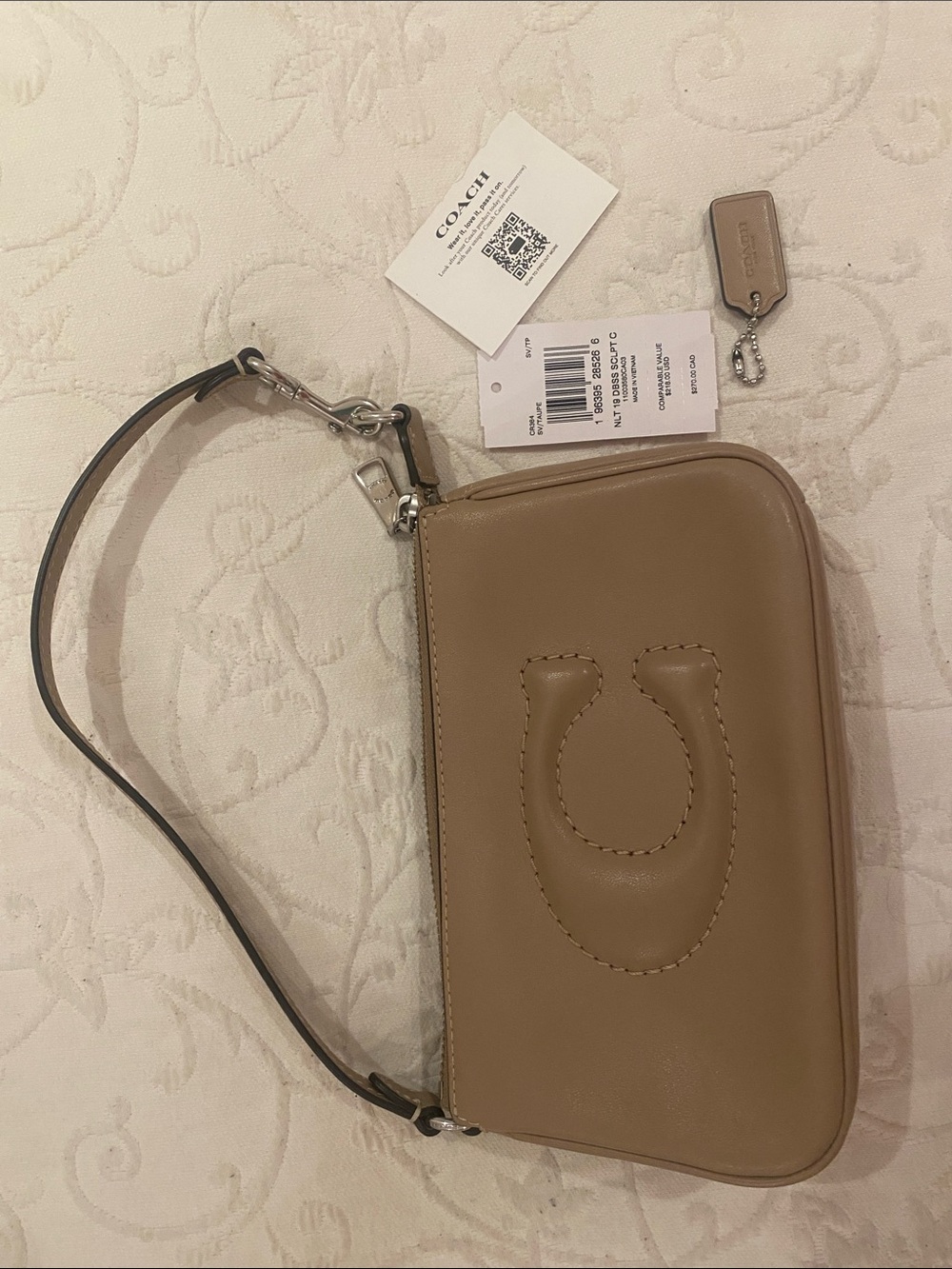 Coach Tan taupe Leather Wristlet Bag CR364